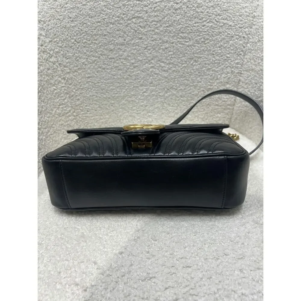 Gucci GG Marmont Small Matelassé Black Leather Shoulder Bag - Picture 4 of 6